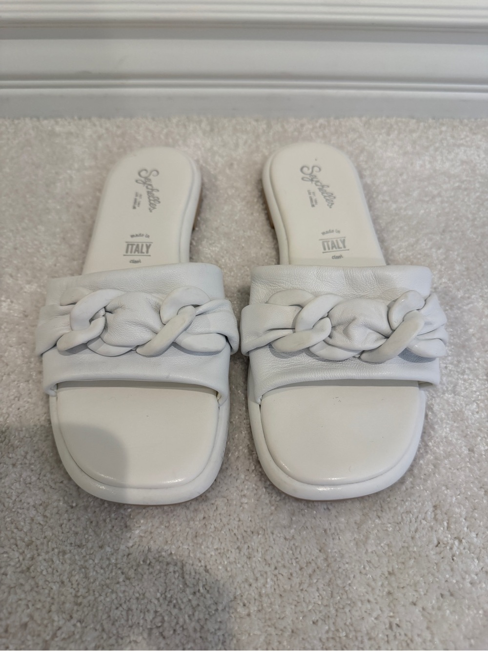 Seychelles Tulum White Braided Leather Slide Sandals